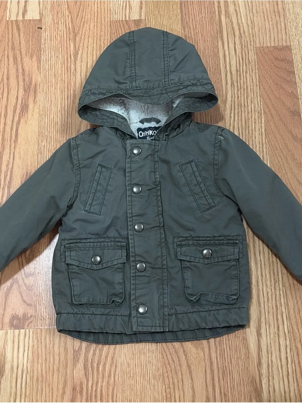 OshKosh B'gosh Olive Sherpa fleece lined Hooded coat